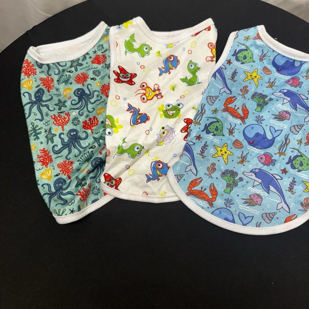 Lot 3 Under The Sea Themed Cat/dog Shirts Size‎ Small